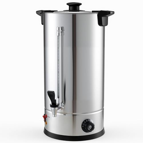 KOMORE 25L Catering Urn, 1800W Hot Water Boiler with Adjustable Temperature | Tea Urn, Keep Warm, Double-Layer Stainless Steel, Water Gauge, for Home, Commercial, Office & Catering Parties