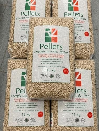 RZ Pellets Bancale 5 Sacchi da 15 kg Totale 75 kg Austria | 6 mm di diametro, Certificazione ENplus A1, Made in Austria, Energia da fonti naturali, Pellet di legno