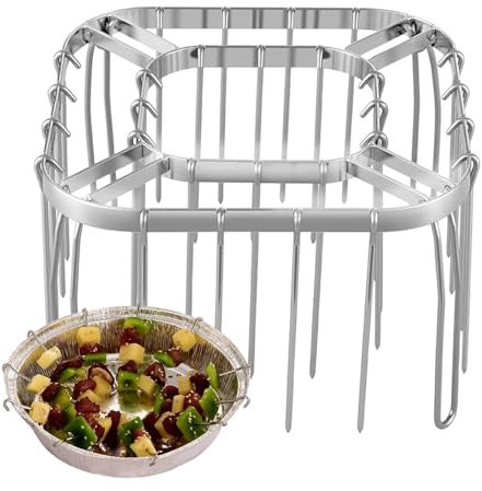 Pincho vertical para freidora de aire soporte reutilizable de acero | Parrilla de pinchos de barbacoa de acero inoxidable para cocina casera cocina al aire libre fogata horno carne de res