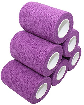 COMOmed non-stick pelle benda， coesiva elastica mediche ，autoadesive benda ，mani caviglie nastro elastico， autoadesivo salvapelle sport nastro bendaggio sportivo 7.5cmX4.5m (Viola, 6 Rotoli)