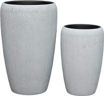 Klocke Dekorationsbedarf Wunderschöne & Hochwertige Pflanzvase im 2er Set/Blumenkübel - Fiberglas - Mit Einsatz – Indoor & Outdoor – Wetterbeständig & Frostsicher (2er Set: Höhe 70cm & 50cm, Zement)