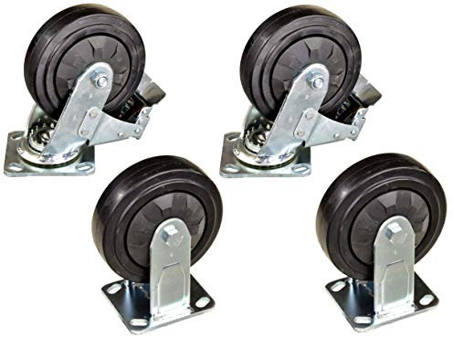 Pro-Lift-Werkzeuge 2 Stück Bockrollen & 2 Stück Lenkrollen je 360 kg, Vollgummi