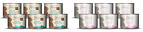 MjAMjAM - Premium Nassfutter für Katzen - purer Fleischgenuss - Gute Pute pur, 6er Pack (6 x 200 g) & Premium Nassfutter für Katzen - saftiges Huhn und wildlachs, 6er Pack (6 x 200 g)