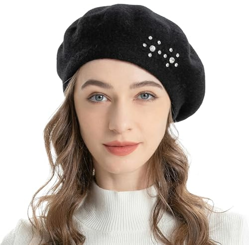 ZLYC Baskenmütze für Damen, französisch, wendbar, Kaschmir, Baskenmütze