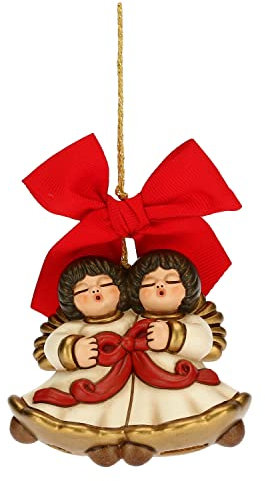 THUN - Addobbo Natalizio Coppia Angeli Maxi - Ceramica - Linea Natale - Living, Arredare la Casa - 7,7x3,9x6,9 cm h