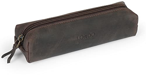 Londo Echtleder Federmäppchen mit Reißverschluss – Multifunktionales Bleistift Etui, Schlampermäppchen und Stiftetasche für Büro, Reise & Alltag