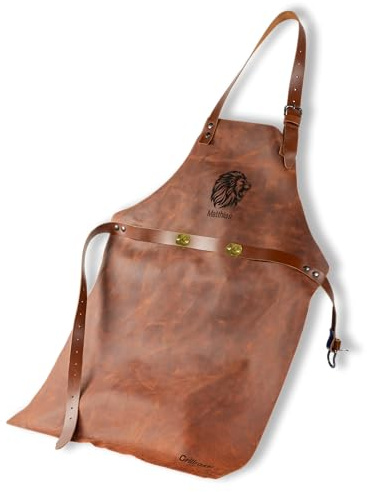 Grillrost.com Das Original Büffelleder Grillschürze - aus italienischem Leder mit Kupferbeschlägen