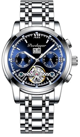 RORIOS Herrenuhren Automatik Mechanische Uhr Mit Edelstahlband - Klassische Leuchtende Wasserdichte Armbanduhr für Männer