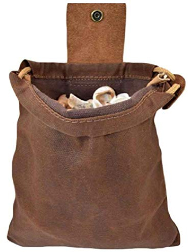 KENANLAN Leder-Gürteltasche Futtertasche Gürteltasche Leder, Leder und Canvas Bushcraft-Tasche Faltbare Futtertasche aus gewachstem Canvas zum Wandern (C)