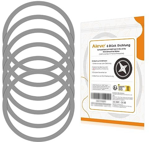 Aieve 6 Stk. Dichtungsring Gummidichtung Silikon Ersatzteil kompatibel mit WMF Kult X Mix & Go Mini Smoothie Maker Standmixer Ersatzdichtung Deckel (Nicht für To-Go-Trinkdecke& Schnellkochtopf, 6*6cm)