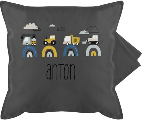 Kissenbezug - Baustelle I Traktor I Bagger I Kran I Kipper I LKW I Planierraupe - 50 x 50 cm - Grau - baustellen kissen tractor pillow trecker traktor, polster kinder traktorkissen bulldog
