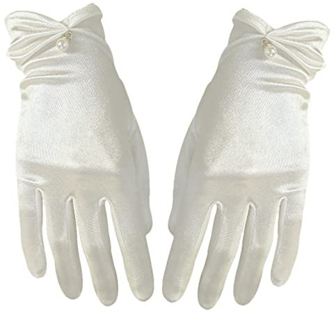 VALICLUD 2 Paar Weiße Seidenhandschuhe Satin-Handschuhe Elegante Ausgefallene Tee-Party- Spitze Party- Für Hochzeit Bankett