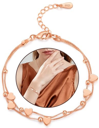 XOEMEL Rose Gold Bracelet for Women Charm Bracelets for Womens Heart Bracelets Ladies Bracelets Gold Plated Bracelet Women's Jewellery