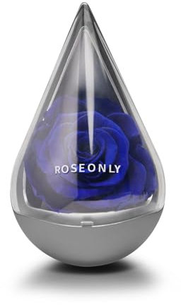 roseonly. Ewige Rose, Konservierte Rosen Stehauf, Infinity Rote Rose Tropfenform, Geschenke für Frauen zum Geburtstag, Valentinstag, Weihnacht, Muttertag, Jubiläum (Blau)