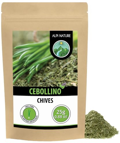 Alpi Nature Erba Cipollina Essiccata 25g, Erba Cipollina Tagliata per Cucina, Guarnizioni, Salse e Dips