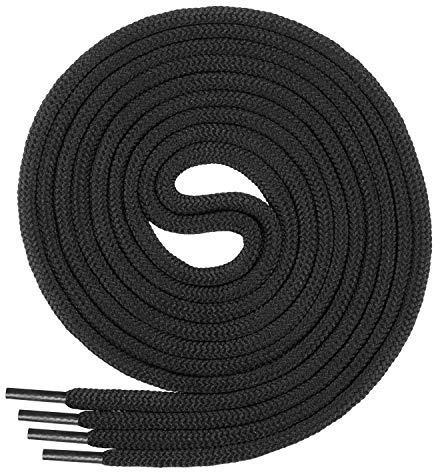 Di Ficchiano skosnören runda Ø 4,5 mm polyester – svart, vit, brun och andra färger – slitstarka för sneakers, stövlar, vandringsskor och vandringsskor – 70 till 220 cm – 1 eller 2 par, svart, 100 cm