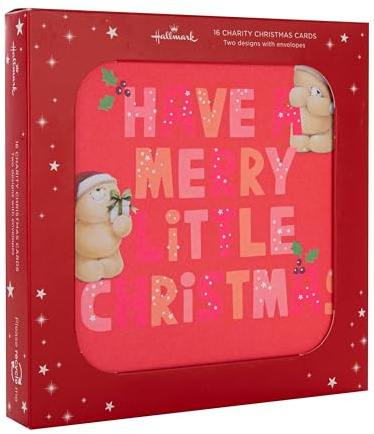 Hallmark Biglietti di Natale, confezione multipla, confezione da 16, 2 motivi, Forever Friends, biglietti di Natale di beneficenza, con buste