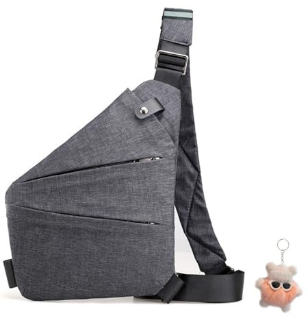 Anti-Theft Bag, Anti Diebstahl Tasche,Diebstahlsichere UmhäNgetasche GüRteltasche Sling Bag (Asche,Rechte Schulter)
