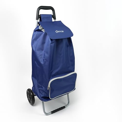 DIVCHI Shopping Trolley With 2 Wheels Foldable Heavy Duty Collapsible Shopping Cart | Grocery Trolleys | Utility Carts | Pull Along Trolley | Storage Cart (Blue)