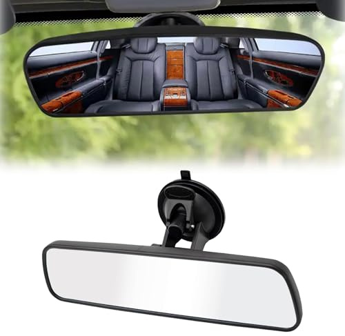 GVSS Specchietto Retrovisore Interno per Auto, 200 x 60 mm, Grandangolare Regolabile 360°, Ventose Universali per Auto, SUV, Camion