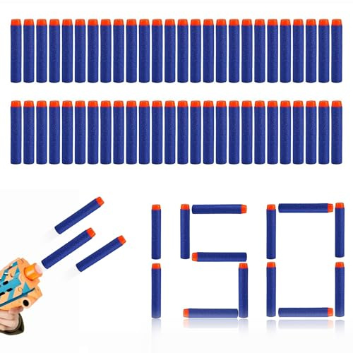 150pcs Schaumstoff Munition für Spielzeug Pistole, Refill Darts Foam Pfeile für Pistole Kinder, Draußen und Familie Munition Blau Party Favor Jungen und Mädchen