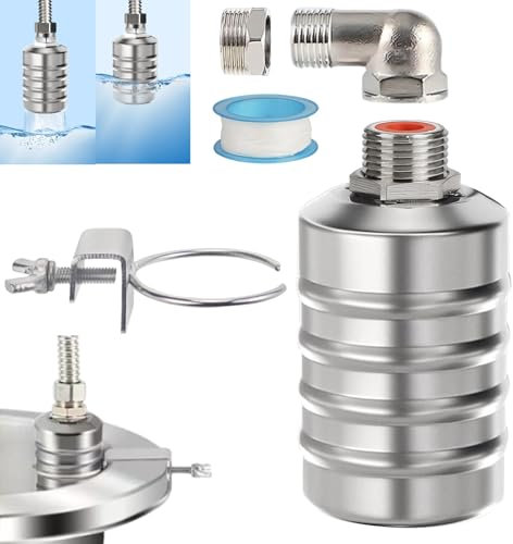 YGboost Schwimmventil 1/2'' oder 3/4'' Automatische Wasserstandsregelung Einstellbar 304 Edelstahl für Wassertanks, Fischteiche, Pools, Viehtröge, Destilliergeräte