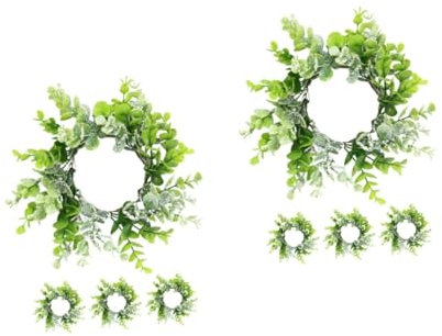 Zerodeko 2 Sätze Kerzengirlande Kerzenring Kranz Dekorationen Eukalyptus Drinnen Verlassen Blätter Realistisch Hochzeit Mittelstücke Weihnachtskranz Girlande Eisen Green 4 Stück * 2