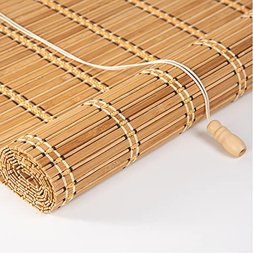 Bamboo Natural Roller Shade Translucent & Blackout Bamboo Roll up Blind Sunshade Roman Shade for Indoor/Outdoor Use Window/Gate/Garden/Veranda Decoration (45x60cm/18x24in)