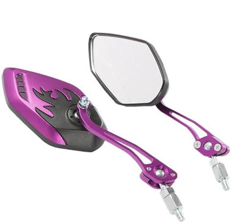 Motorrad Rückspiegel Spiegel Motorrad-Rückspiegel Rückspiegel Mittelspiegel Universalspiegel Schöne Stabile Motorrad-Dekoration Lenkerendenspiegel(for Purple)