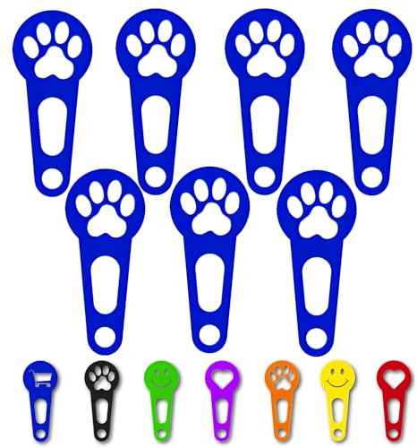 OnAir® Gettoni per carrello della spesa con sgancio rapido; portachiavi con gettone per carrello; gettone per carrello staccabile subito (Zampa, Blu, 7 pezzi)
