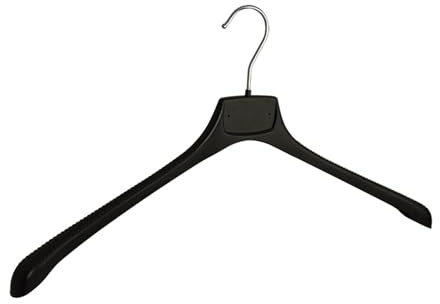 Perchas, Abrigo, Traje, 10 Piezas, Plástico, Negro, Hombros Anchos, Chaqueta, Gancho Giratorio 360°, 50 cm (MR50_00/10)