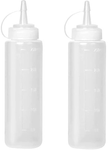Ezranova 2 Pack Squeeze Bottle,Plastic Squeezy Sauce Bottles with Cap, Squeeze Condiment Bottle Dispensing Ketchup Bottle for Sauce, BBQ, Paint and Olive Oil （8oz / 250ML ）