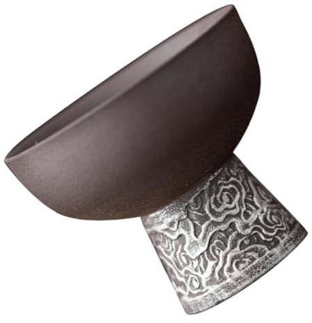 OUNONA Vintage Japanese Style Handcrafted Silver Glazed High Foot Ceramic Tea Cup Elegant Retro Design for Kung Fu Tea Enthusiasts for Home Use