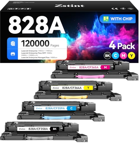 828A Toner Cartridge Set 4-Pack CF358A CF359A CF364A CF365A Image-Drum Compatible HP 828A Drum Unit Works with HP Color Laserjet Enterprise Flow MFP M880z M880z+ M855x+ M855xh M855dh M880 M855 Printer