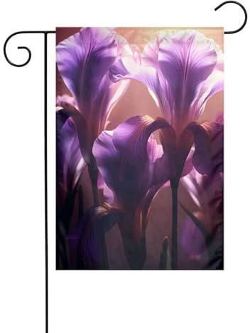 HYTTER Purple Iris Printing Garden Flag Courtyard Decoration 12x18in for Garden terrace balcony