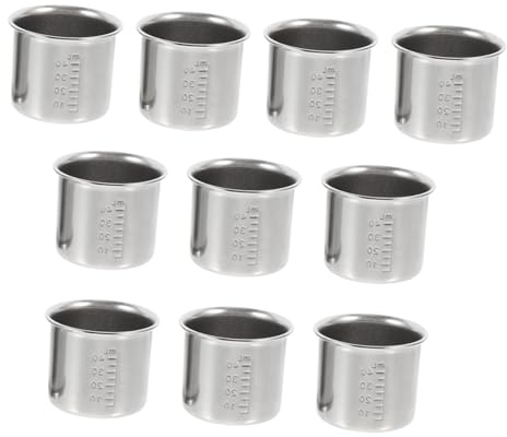 SMASOLO 10 Pezzi Bicchieri Dosatori in Acciaio Inossidabile con Graduazione Misurini Medici Resistenti e Riutilizzabili per Cucina e