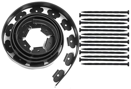 Bordo for prato da giardino, palizzata, recinzione, siepi, confini, bordure for prato, senza scavi, for giardini fioriti, vialetti (verde)(Black)