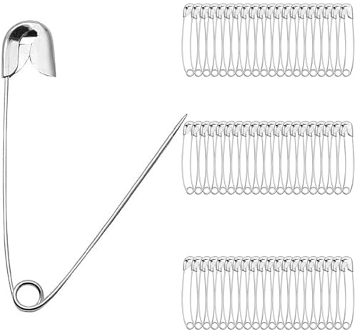 FAYAHAR 60 Pezzi Spille da Balia, 45mm Spille di Sicurezza, Spilla Placcata in Nichel, Resistenti Alla Ruggine, per Vestiti, Artigianato, Cucito Creazione di Gioielli (Argento)