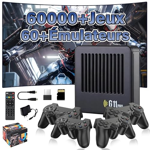 G11 Pro Game Box Console Retrogaming,4K Console de Jeux rétro 60+ émulateurs,60000+ Jeux Rétro,Système HD Console de Jeux vidéo avec 4 contrôleur sans Fil,Plug and Play Emulator Console (256G)