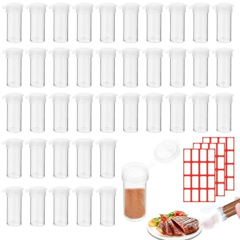 Mini saliera con tag da 6 g in plastica con coperchio ribaltabile, trasparente, compatto e portatile, per viaggi, campeggio, attività all'aperto e viaggi d'affari