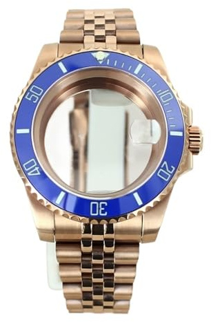 1 st 40 mm roséguld klockfodral for Miyota8215 Automatic Movement Jubilee Rostfritt stål(NO.17)