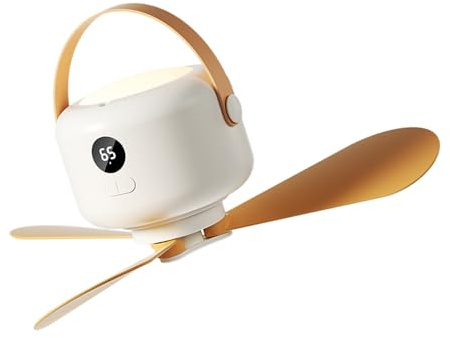 Uitndvyte Ventilateur portable à 3 suspensions fonctionnant par USB - Faible bruit - Lumière intégrée - Pour petits espaces - Télécommande miniature - Ventilateur de plafond avec lumière LED