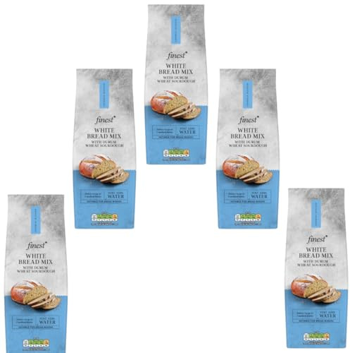 Finest White Bread Mix with Durum Wheat Sourdough, 500g, Pack Of 5, Just Add Water, Suitable for Bread Makers
