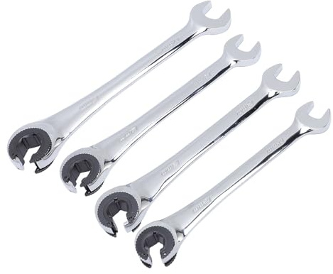 Picysa Set di 4 chiavi a cricchetto da 10-17 mm, testa flessibile aperta, testa del tubo regolabile, per freni del carburante, aria condizionata, con meccanismo a cricchetto