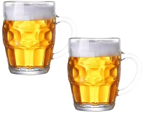 Boccale da birra in cristallo per congelatore, boccale da birra grande e pesante con manico, 540 ml, bicchieri in vetro trasparente gelido per birra alla radice, acqua, bere, 2 pezzi