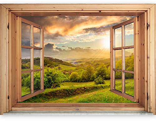 murando - Fototapete Vlies Poster Fensterblick, 140x100 cm, Schlafzimmer | Full HD Druck, 3D-Effekt, lichtbeständige Farben, ideal fürs Wohn- oder Schlafzimmer, schnelle Montage, lichtbeständig, edel