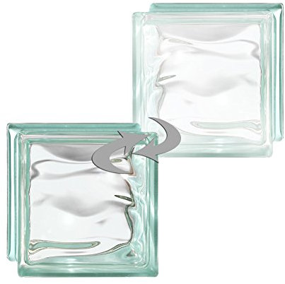 6 pièce BM briques de verre AQUA réflexe turquoise brique de verre 1 face satinée 19x19x8 cm