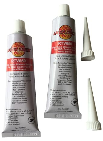2 Pack LavaLock BBQ Sealer Hi Temp RTV 650 Smoker Grade Adhesive Red Food Safe