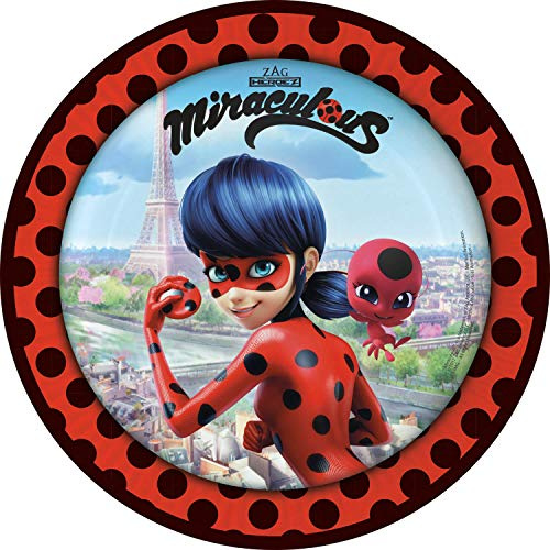 amscan 8 Teller * MIRACULOUS * für eine Mottoparty oder Kindergeburtstag Ladybug Marienkäfer Superheld Party Geburtstag Pappteller Partyteller Plates