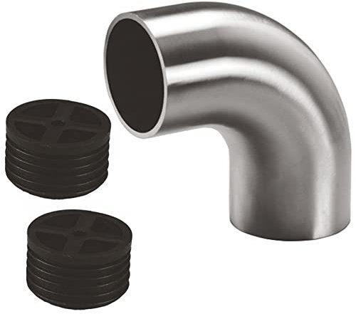 Edelstahl Rundbogen 90° Rohrbogen inkl. 2 Adapter für Holzhandlauf Ø 42 mm